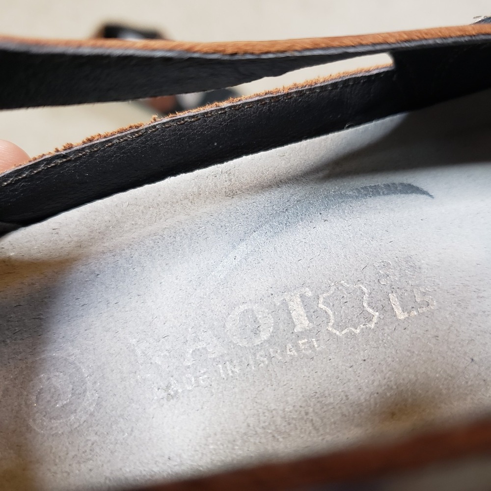 Naot Papaki Koru Sandals 36 US 5-5.5 Black Velvet Nubuck/Cinnamon Leather Shoes - Picture 9 of 11